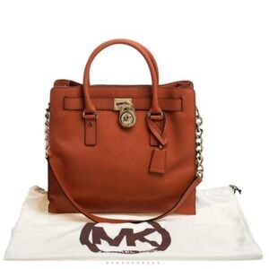 Michael Kors Hamilton Orange Satchel with Gold Accents